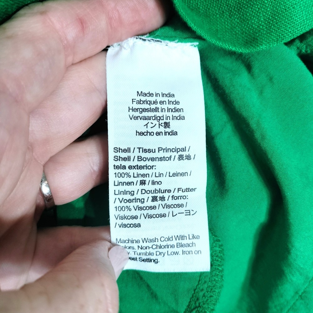 J.Crew Green Linen Shift Dress; V-Neck Sleeveless Pockets NWT - Picture 9 of 9